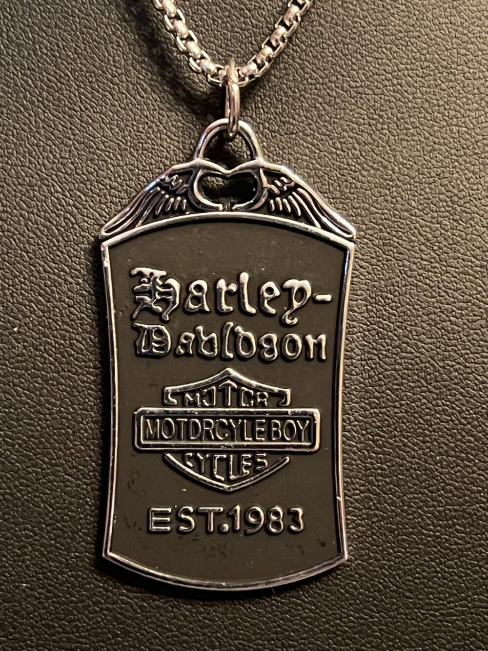 Harley Davidson MOTORCYCLE BOY Dogtag Pendant Necklace (139)